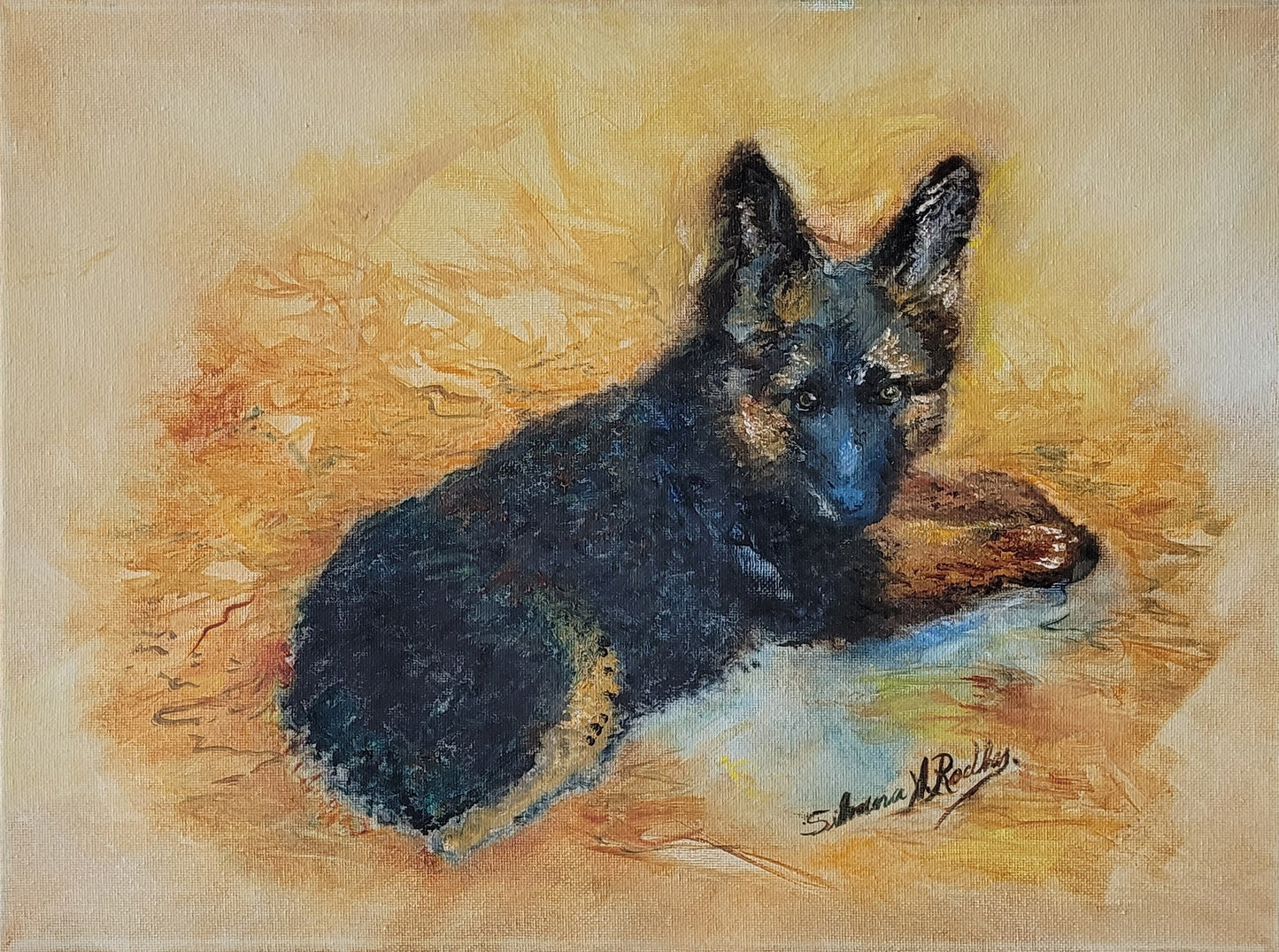 German Shepherd Puppy | Oil Painting.