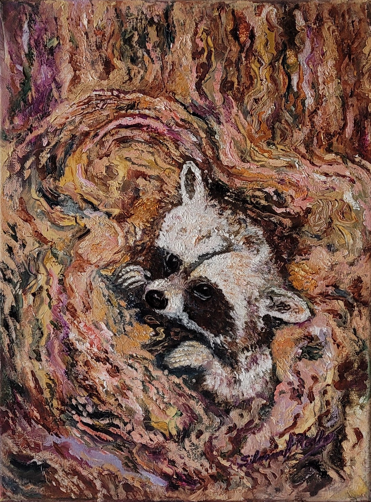 Baby Raccoon | Oil Painting.