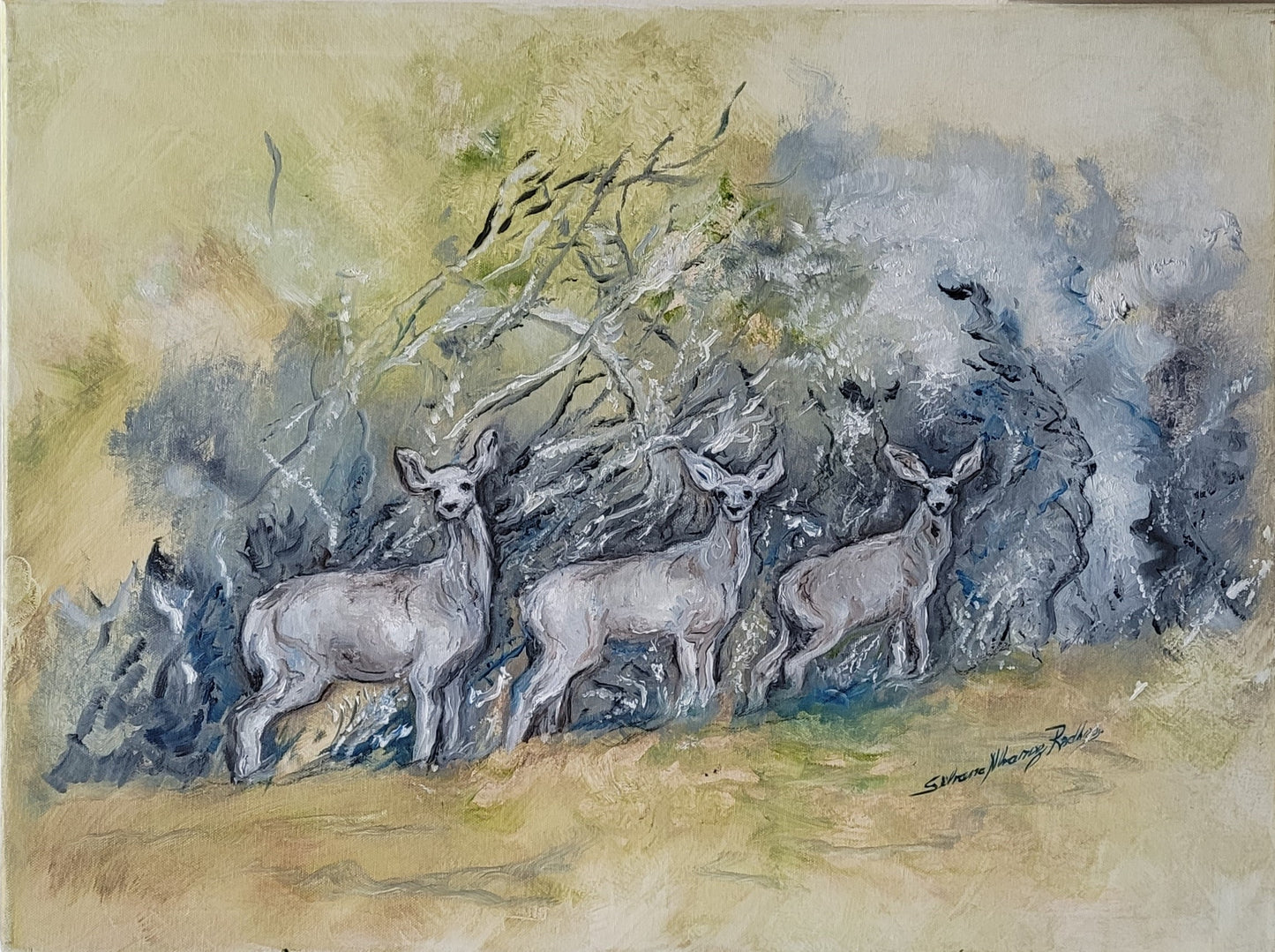 Three Deer | Oil Painting.