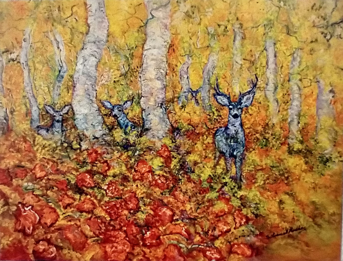 Deer Family in Aspen Forest |Sticker